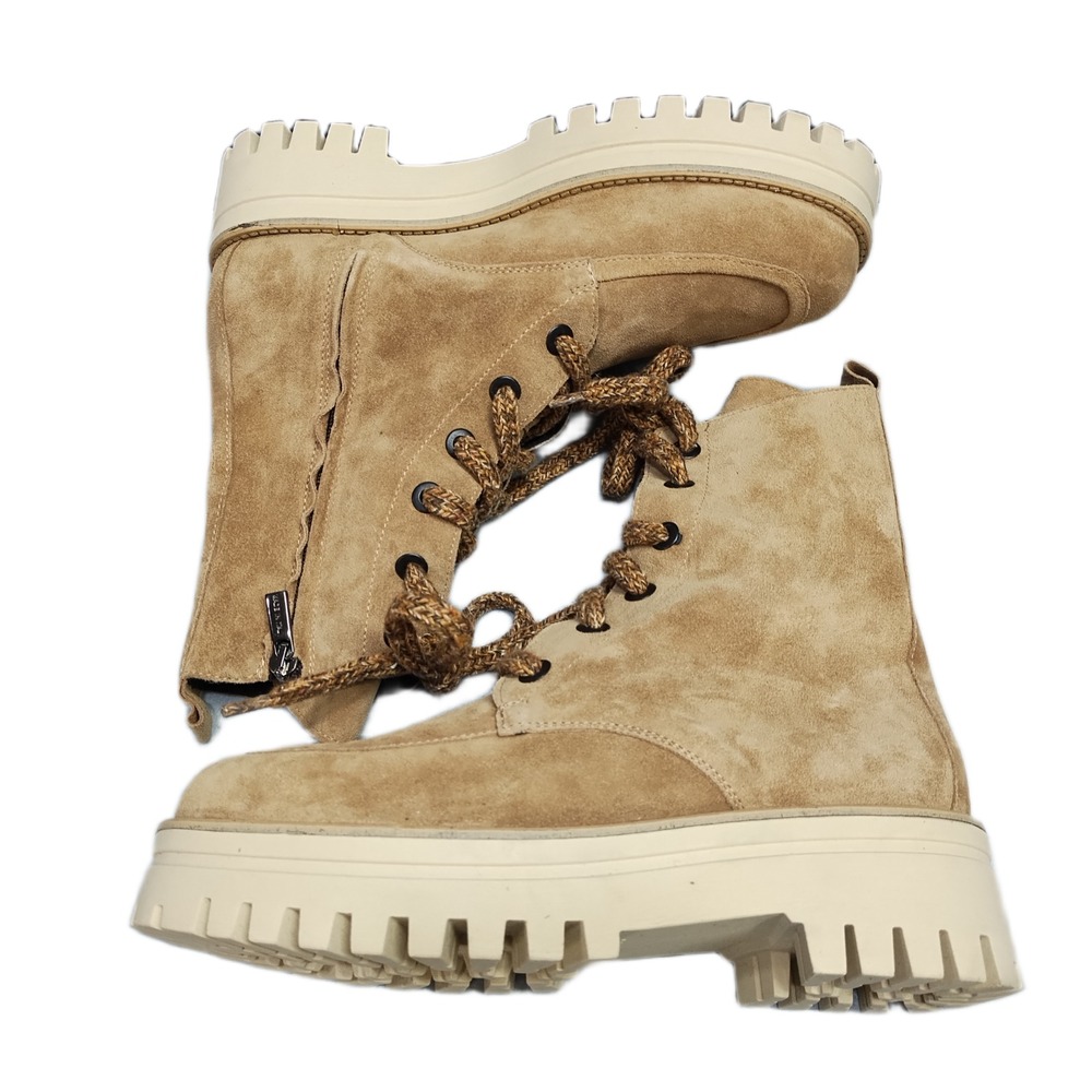 275 Central Combat Boots Womens US Size 9 Brown Platform Lug Sole Side Zip
